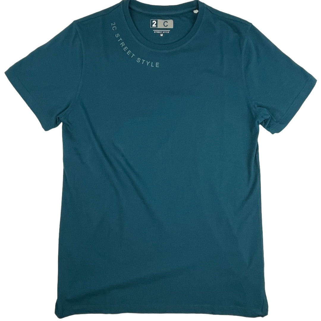 Regular Fit Simple Crew Neck Teal Cotton T-shirt