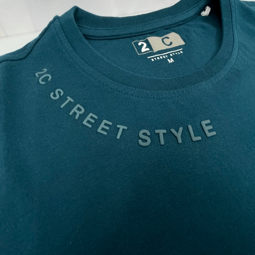 Regular Fit Simple Crew Neck Teal Cotton T-shirt