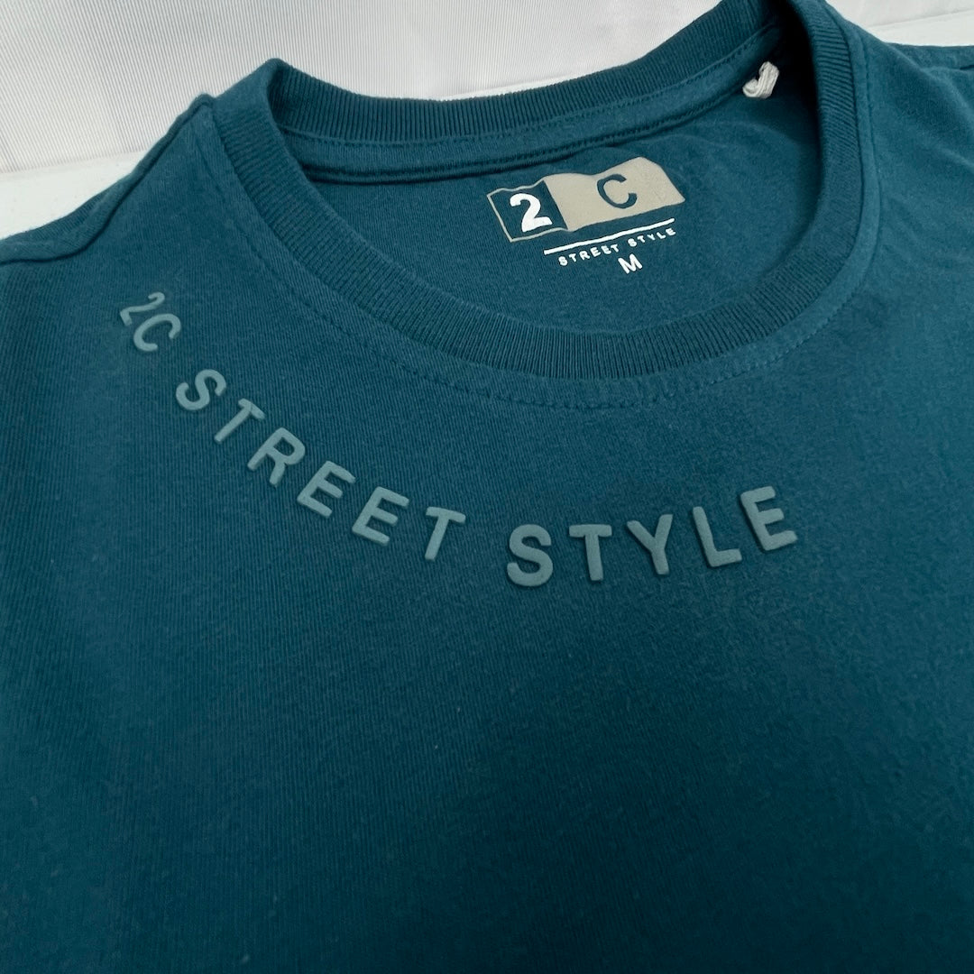 Regular Fit Simple Crew Neck Teal Cotton T-shirt