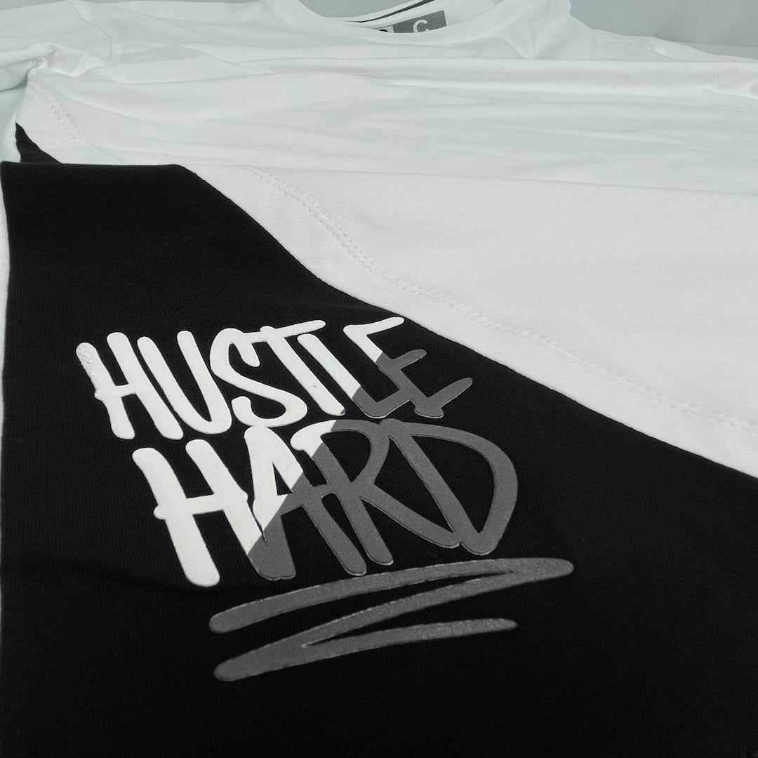 Short Sleeve White Hustle Hard Tees